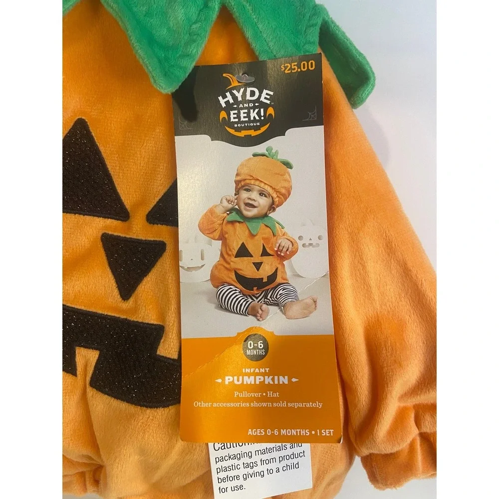 Infants Pumpkin Halloween Costume Size 0-6 Months
